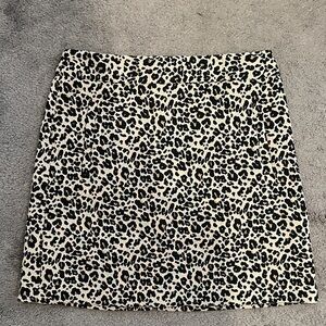 LOFT Black and Cream Animal Print Mini Skirt